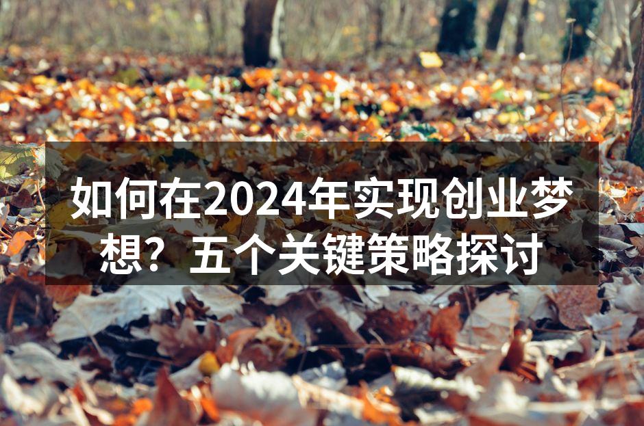如何在2024年实现创业梦想？五个关键策略探讨